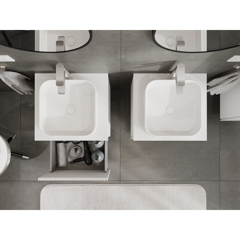 Mexen Rivel bathroom cabinet for washbasin 50 cm with countertop, 1 drawer, grooved, white matt - 91A20-05047-1-BFC01