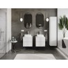 Mexen Rivel bathroom vanity cabinet 50 cm with countertop, 2 drawers, grooved, matte white - 91A20-05047-2-BFFC01