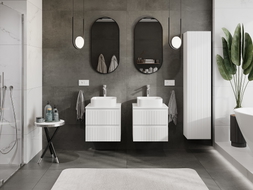 Mexen Rivel bathroom vanity cabinet 50 cm with countertop, 2 drawers, grooved, matte white - 91A20-05047-2-BFFC01