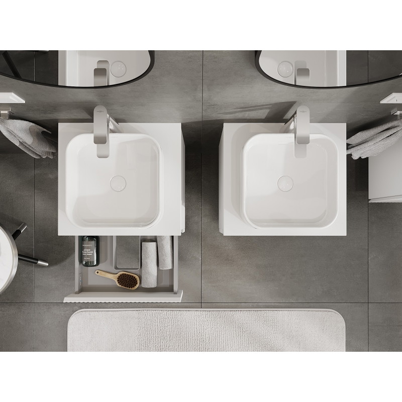 Mexen Rivel bathroom vanity cabinet 50 cm with countertop, 2 drawers, grooved, matte white - 91A20-05047-2-BFFC01