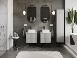 Mexen Rivel 50 cm Undersink Bathroom Cabinet with Countertop, 2 Drawers, Fluted, Matte Gray - 91A20-05047-2-BFFC62