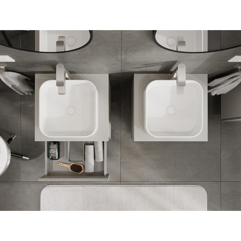 Mexen Rivel 50 cm Undersink Bathroom Cabinet with Countertop, 2 Drawers, Fluted, Matte Gray - 91A20-05047-2-BFFC62