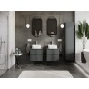 Mexen Rivel bathroom cabinet for washbasin 50 cm with countertop, 2 drawers, grooved, matte graphite - 91A20-05047-2-BFFC66