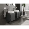 Mexen Rivel bathroom cabinet for washbasin 50 cm with countertop, 2 drawers, grooved, matte graphite - 91A20-05047-2-BFFC66
