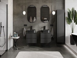 Mexen Rivel bathroom cabinet 50 cm with countertop, 2 drawers, grooved, black matte - 91A20-05047-2-BFFC71