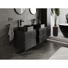 Mexen Rivel bathroom vanity cabinet 50 cm with countertop, 2 drawers, grooved, matte black - 91A20-05047-2-BFFC71