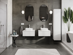 Mexen Rivel 60 cm Bathroom Cabinet with Countertop, 1 Drawer, Fluted, Matte White - 91A20-06023-1-BFC01