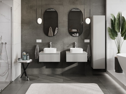Mexen Rivel 60 cm Bathroom Vanity Cabinet with Countertop, 1 Drawer, Grooved, Matte Gray - 91A20-06023-1-BFC62