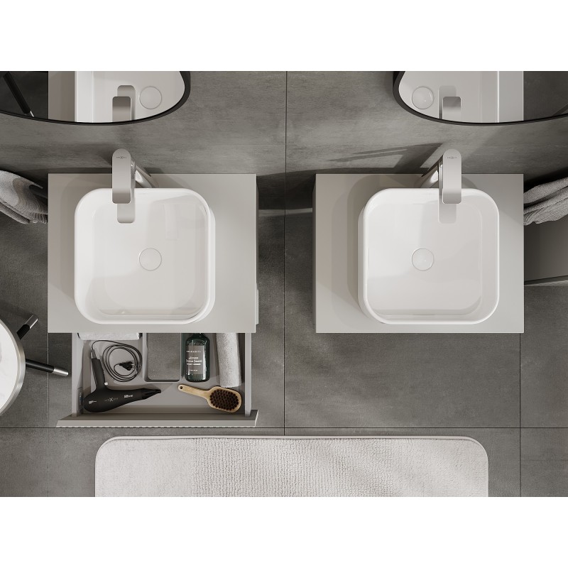 Mexen Rivel bathroom cabinet for washbasin 60 cm with countertop, 1 drawer, fluted, matte grey - 91A20-06023-1-BFC62