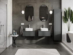 Mexen Rivel 60 cm bathroom vanity cabinet with countertop, 1 drawer, grooved, matte graphite - 91A20-06023-1-BFC66