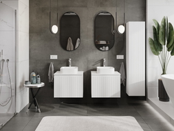 Mexen Rivel bathroom vanity cabinet 60 cm with countertop, 1 drawer, grooved, white matt - 91A20-06047-1-BFC01
