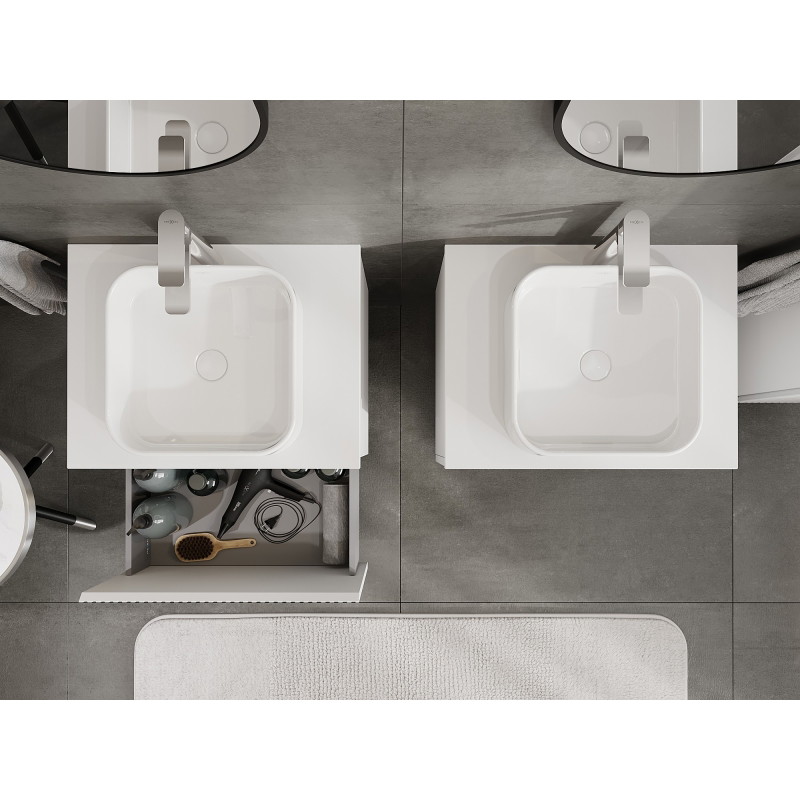Mexen Rivel bathroom vanity cabinet 60 cm with countertop, 1 drawer, grooved, white matt - 91A20-06047-1-BFC01