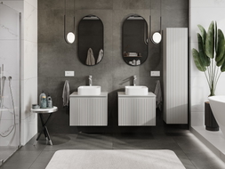 Mexen Rivel 60 cm Bathroom Vanity Cabinet with Countertop, 1 Drawer, Fluted, Matte Gray - 91A20-06047-1-BFC62
