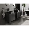 Mexen Rivel 60 cm under-sink bathroom cabinet with countertop, 1 drawer, ribbed, matte black - 91A20-06047-1-BFC71