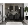Mexen Rivel 60 cm under-sink bathroom cabinet with countertop, 1 drawer, ribbed, matte black - 91A20-06047-1-BFC71