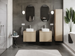 Mexen Rivel bathroom cabinet for washbasin 60 cm with countertop, 1 drawer, grooved, oak - 91A20-06047-1-BFC81