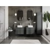 Mexen Rivel bathroom vanity cabinet 60 cm with countertop, 2 drawers, grooved, matte graphite - 91A20-06047-2-BFFC66