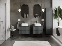 Mexen Rivel bathroom vanity cabinet 60 cm with countertop, 2 drawers, grooved, matte graphite - 91A20-06047-2-BFFC66