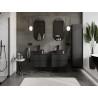 Mexen Rivel 60 cm Bathroom Sink Cabinet with Countertop, 2 Drawers, Grooved, Matte Black - 91A20-06047-2-BFFC71