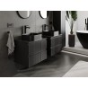 Mexen Rivel 60 cm Bathroom Sink Cabinet with Countertop, 2 Drawers, Grooved, Matte Black - 91A20-06047-2-BFFC71