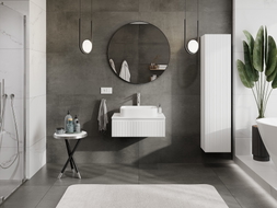 Mexen Rivel bathroom cabinet under-sink 70 cm with countertop, 1 drawer, fluted, white matte - 91A20-07023-1-BFC01