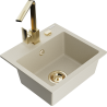 Mexen Milo 1-bowl granite sink with Rita kitchen faucet, beige - 6505-69-670300-50