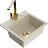 Mexen Milo 1-compartment granite sink with a kitchen mixer tap Rita, Beige - 6505-69-670300-50