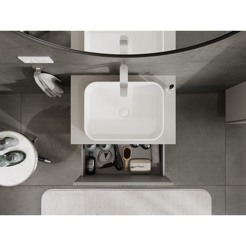 Mexen Rivel 70 cm Bathroom Vanity with Countertop, 1 Drawer, Ribbed, Matte Gray - 91A20-07047-1-BFC62