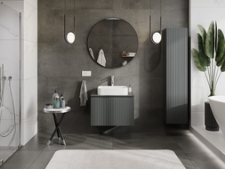 Mexen Rivel 70 cm Bathroom Vanity Cabinet with Top, 1 Drawer, Fluted, Matte Graphite - 91A20-07047-1-BFC66