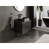 Mexen Rivel 70 cm bathroom vanity cabinet with countertop, 1 drawer, fluted, matte black - 91A20-07047-1-BFC71
