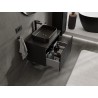 Mexen Rivel 70 cm bathroom vanity cabinet with countertop, 1 drawer, fluted, matte black - 91A20-07047-1-BFC71