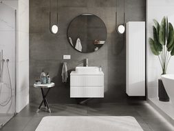 Mexen Rivel 70 cm bathroom vanity cabinet with countertop, 2 drawers, grooved, matte white - 91A20-07047-2-BFFC01