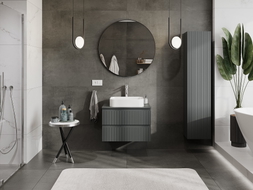 Mexen Rivel bathroom cabinet under washbasin 70 cm with countertop, 2 drawers, fluted, matte graphite - 91A20-07047-2-BFFC66