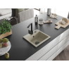 Mexen Milo granite kitchen sink single-bowl with Rita kitchen faucet, beige - 6505-69-670300-70