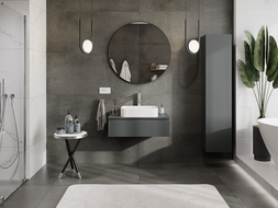 Mexen Rivel bathroom cabinet under-sink 80 cm with countertop, 1 drawer, fluted, matte graphite - 91A20-08023-1-BFC66