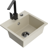 Mexen Milo granite kitchen sink single-bowl with Rita kitchen faucet, beige - 6505-69-670300-70