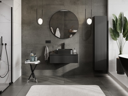 Mexen Rivel bathroom cabinet 80 cm with countertop, 1 drawer, grooved, matte black - 91A20-08023-1-BFC71