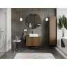 Mexen Rivel 80 cm under-sink bathroom cabinet with countertop, 1 drawer, grooved, walnut - 91A20-08047-1-BFC86