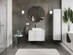 Mexen Rivel bathroom cabinet for washbasin 80 cm with countertop, 2 drawers, grooved, white matt - 91A20-08047-2-BFFC01