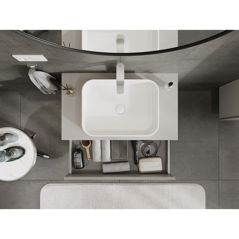 Mexen Rivel 80 cm Vanity Unit with Countertop, 2 Drawers, Fluted, Matte Grey - 91A20-08047-2-BFFC62