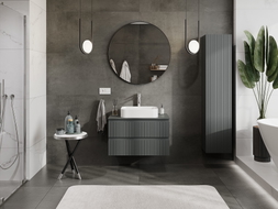 Mexen Rivel 80 cm Bathroom Cabinet Under Sink with Countertop, 2 Drawers, Grooved, Matte Graphite - 91A20-08047-2-BFFC66