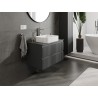 Mexen Rivel bathroom vanity unit 80 cm with countertop, 2 drawers, ribbed, matte graphite - 91A20-08047-2-BFFC66