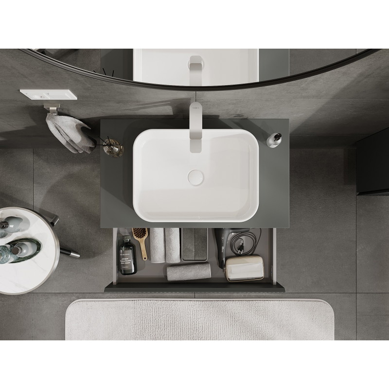 Mexen Rivel 80 cm Bathroom Cabinet Under Sink with Countertop, 2 Drawers, Grooved, Matte Graphite - 91A20-08047-2-BFFC66