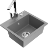 Mexen Milo granite sink single-bowl with Rita kitchen faucet, gray - 6505-71-670300-00