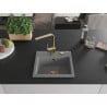 Mexen Milo 1-bowl granite sink with Rita kitchen tap, grey - 6505-71-670300-50