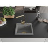 Mexen Milo granite kitchen sink 1-bowl with Rita kitchen faucet, gray - 6505-71-670300-50