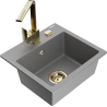 Mexen Milo granit sink 1-bowl with Rita kitchen faucet, gray - 6505-71-670300-50