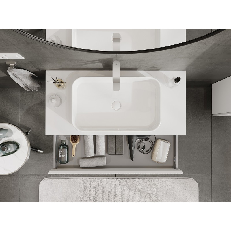 Mexen Rivel 100 cm Under-Sink Bathroom Cabinet with Countertop, 1 Grooved Drawer, Matte White - 91A20-10023-1-BFC01