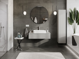 Mexen Rivel bathroom vanity cabinet 100 cm with countertop, 1 drawer, grooved, matte gray - 91A20-10023-1-BFC62