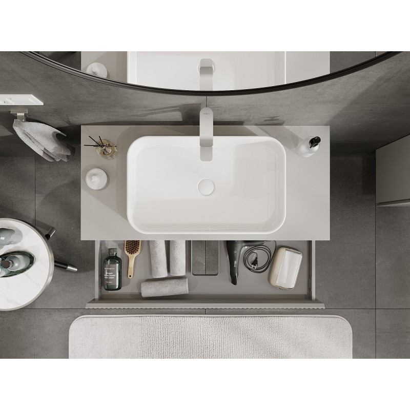 Mexen Rivel bathroom vanity cabinet 100 cm with countertop, 1 drawer, grooved, matte gray - 91A20-10023-1-BFC62